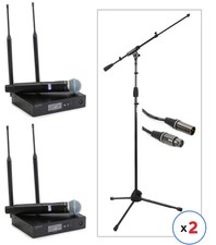 Shure QLXD4 Dual Digital Wireless Systems with BETA58A Microphones, Stands, and