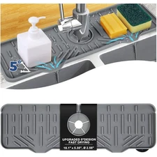 Versatile XL Silicone Faucet Handle Drip Tray, 5° Slope Design for Dry Sinks