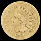 1859 Indian Head Cent - Antique United States of America 1c Penny Coin