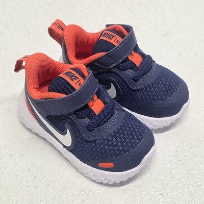 Nike Revolution 5 Infant/Toddler Shoes Baby Size 4C Blue & Orange BQ5673-410