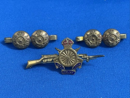 WW1 British Army Cyclist Corps Brass & Enamel Sweetheart Brooch Badge Trio