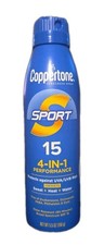 Coppertone Sport Sunscreen Spray SPF 15 4-in1 Water Resistant Expired 03/26