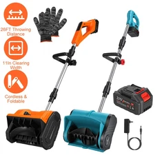 Cordless Snow Shovel Foldable Battery Powered Steps Driveway Patio Snow Thrower