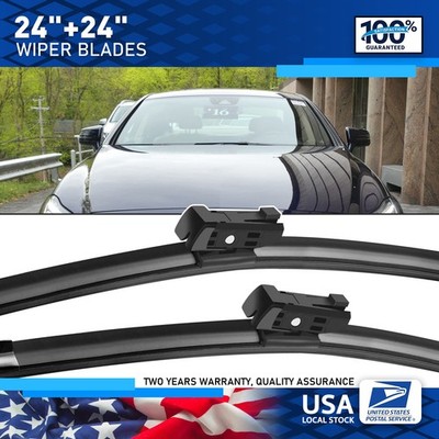 SET OF 2 NEW 24''& 24'' Premium Windshield Wiper Blades Standard Hybrid silicone