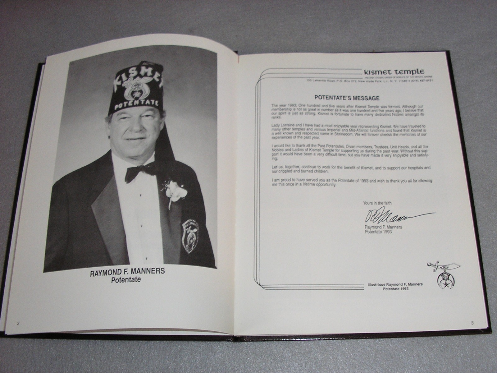 Vintage Shriners Masonic Book Kismet Temple A.A.O.N.M.S. New Hyde Park 1888 1993