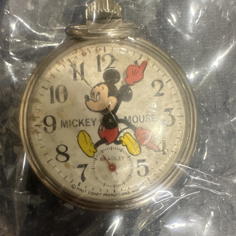 Bradley Mickey Mouse Disney Pocket Watch Walt Disney Productions Pre-1968