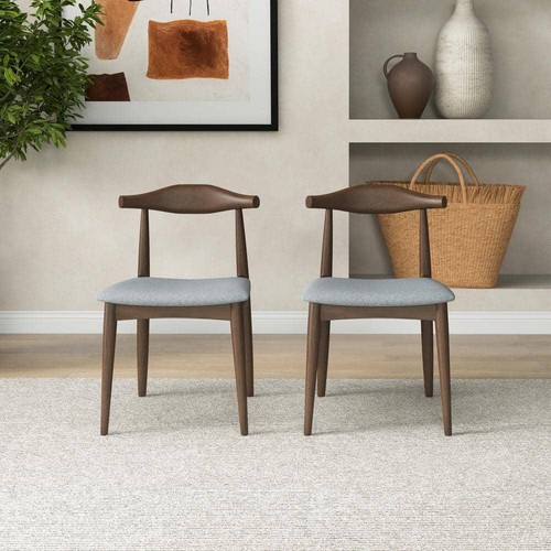Ashcroft Furniture Co Blake Mid-Century Modern Grey Fabric Dining Chair (Set of - Picture 11 of 11