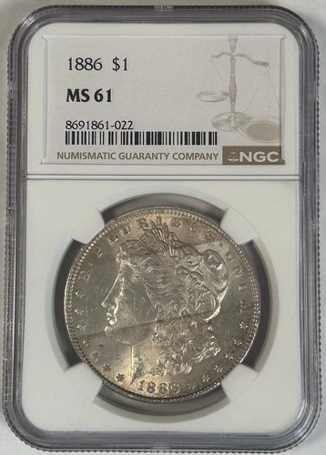 1886 Morgan Silver $1 Dollar Coin Toned NGC MS 61