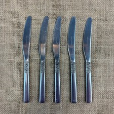 5 X VINTAGE VINERS SHEFFIELD 'LOVE STORY' STAINLESS STEEL DINNER KNIVES CUTLERY
