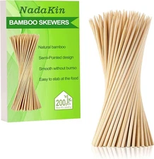 1000 PCS Bamboo Skewers 10 Inch Wooden Skewer Pale Yellow for BBQ