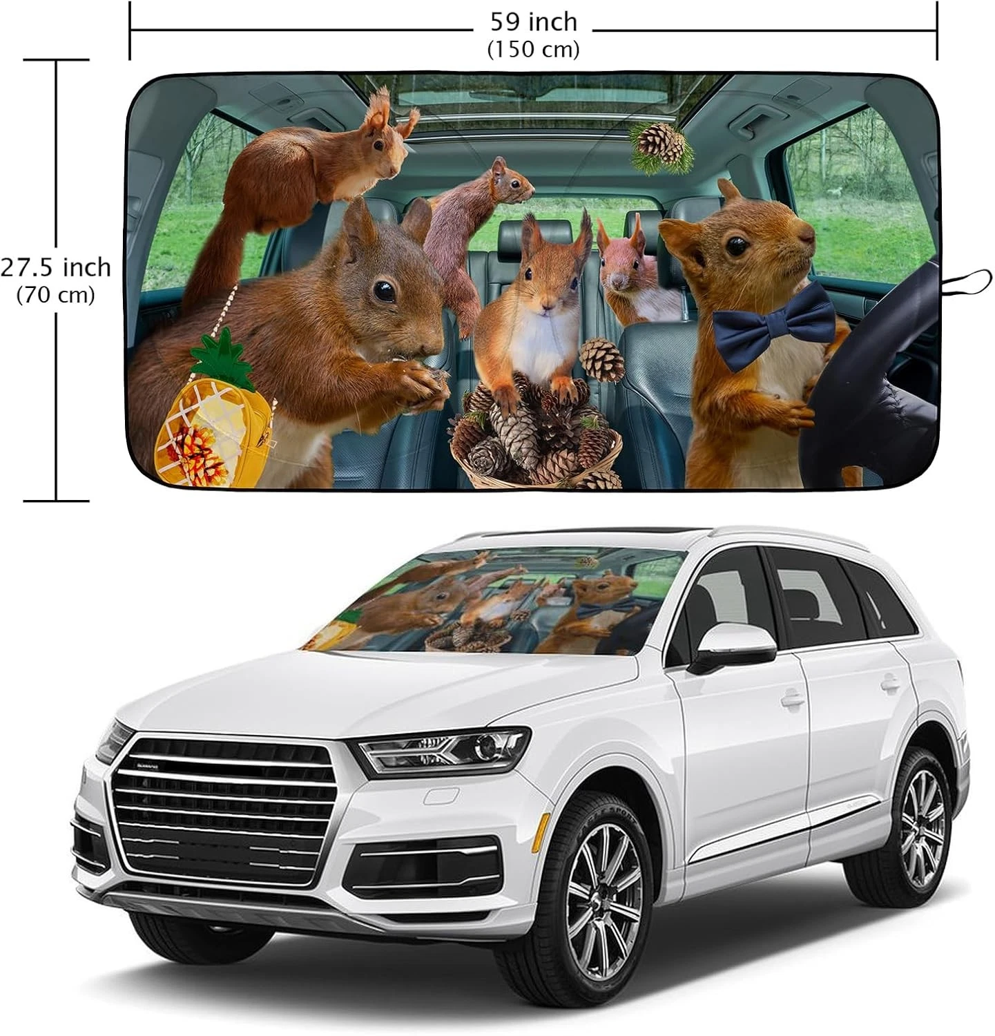 Car Windshield Sun Shade Foldable Sunshade Front  Accessories (59x27.5 inches)