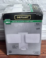 Defiant 270 Degree White Motion Sensor Battery Outdoor 2 Head Flood Light