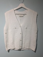 Cream CRKlementine Beaded Knit Vest, Size XS/S UK 8-12 – NWT, Boxy Oversized