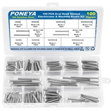 Wall Switch Plate Screws, 100 PCS Oval Head Slotted Machine Screw Kit #6-32#8...