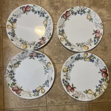 4 Corelle CHUTNEY Fruit Pattern 10 1/4" Dinner Plates  Cottage Core Vintage