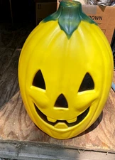 Vintage Sun Hill Halloween Jack O Lantern Yellow Pumpkin Blow Mold