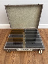VINTAGE 1950'S PHOTO TRAY SLIDE MICO  YANKEE Metal Case 10 Cases