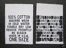250 PCS WHITE WOVEN CLOTHING CARE LABEL - 100% COTTON ONE SIZE