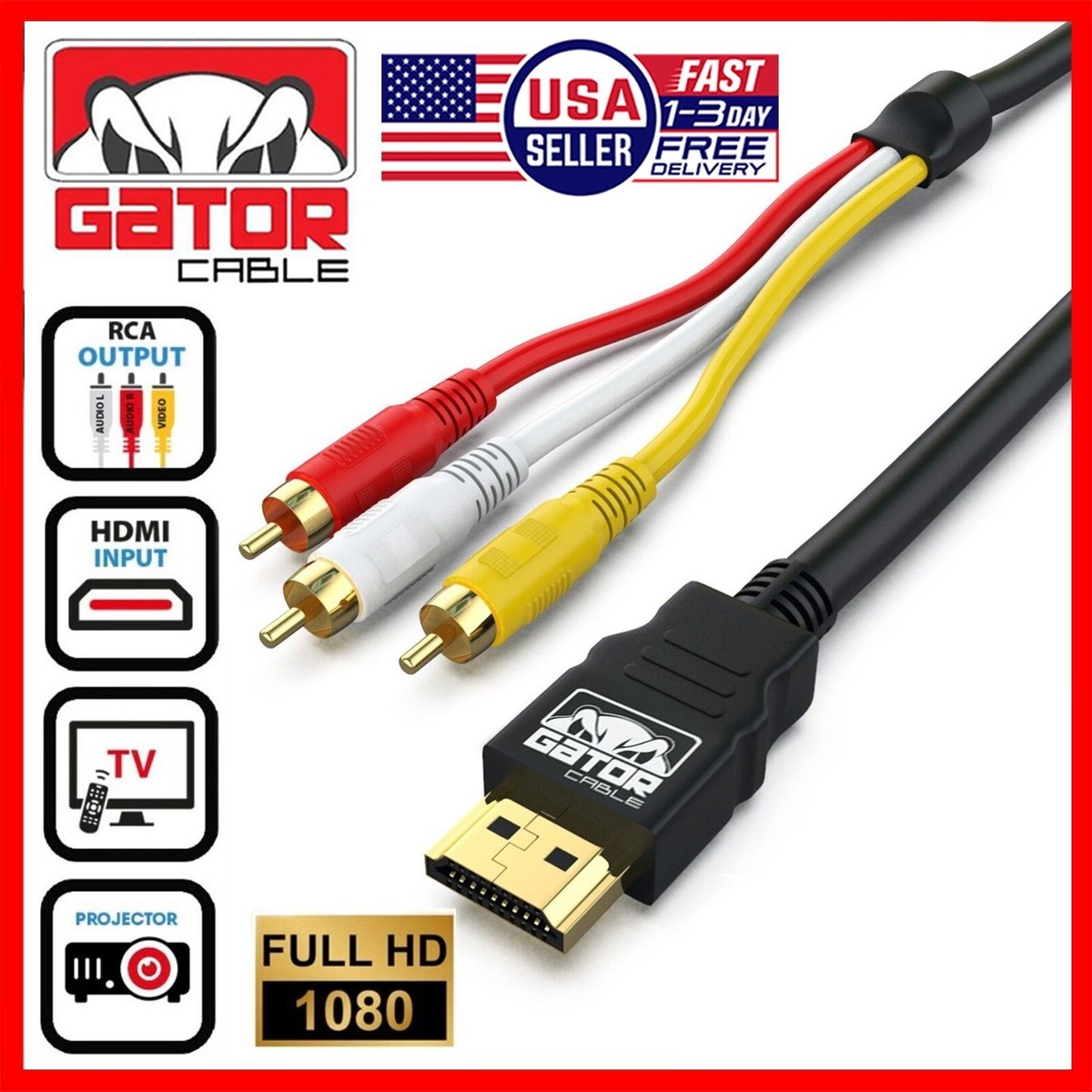 Adaptador Rca Hdmi A Tres Colores Adaptador De Señal Digital AV
