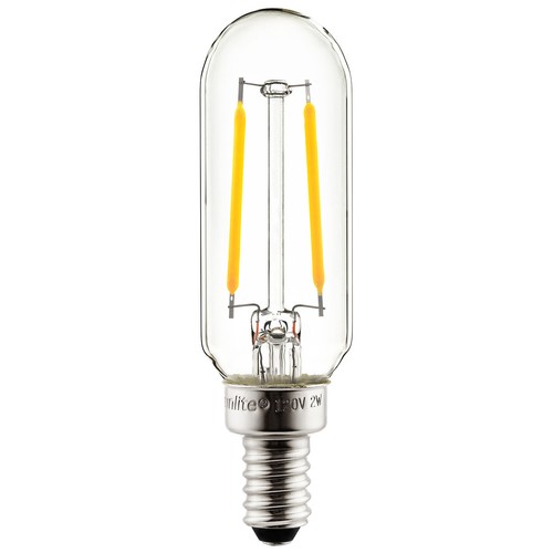 6PK T8 LED Tubular Light Bulb, Edison Style, E12, 2W (25W), 2700K, Clear Glass - Picture 2 of 2