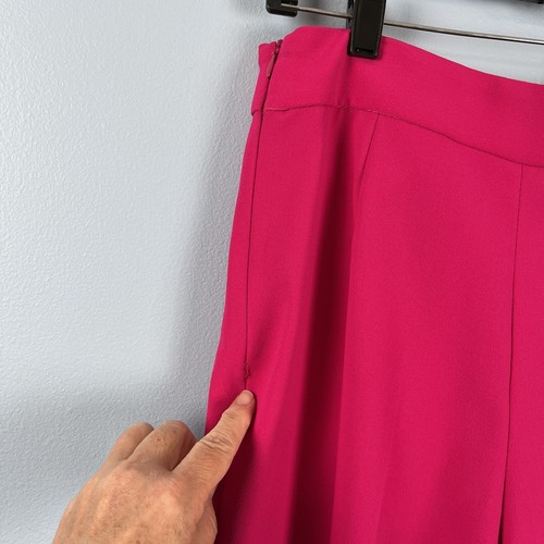 Zara Pants Women Large Trouser Side Zip Wide Leg Flat front Barbie Hot pink - Picture 7 of 17