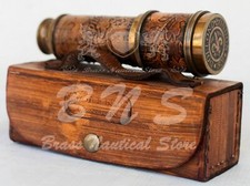 Antique Brass Telescope Marine Nautical Leather Pirate Spyglass Vintage Scope