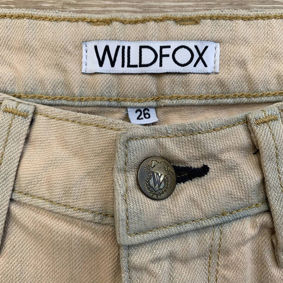 WILDFOX FRIDAY NIGHT GHOST TAN COUTURE DEMIN CUT OFF SHORTS SIZE SMALL / 26 — 第 3/4 张图片