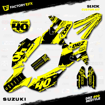 Black & Yellow Slick Polisport Restyle Graphics Kit fits Suzuki Drz400 Drz400sm