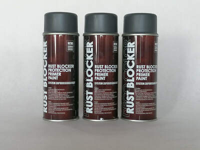 RUST BLOCKER Metallchutzlack 4in1 Rost Schutz Grau Seidenmatt RAL7016 3x400ml