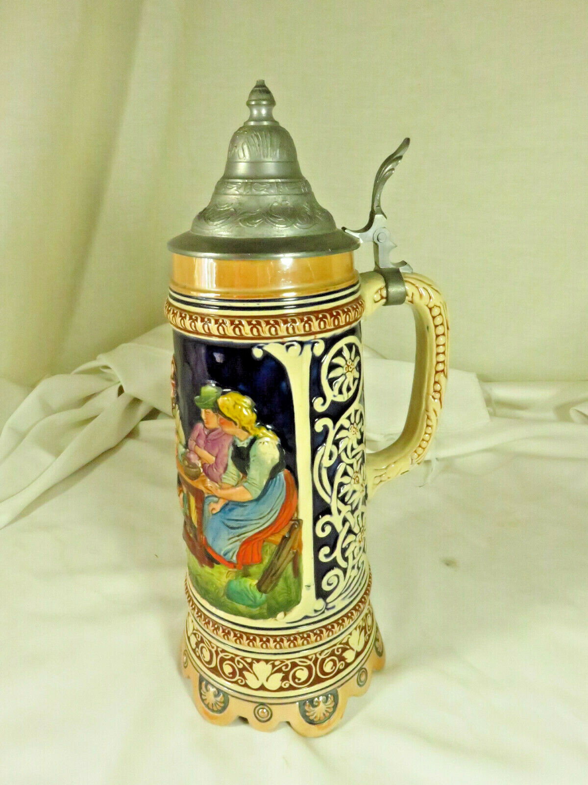 Vintage German Musical Music Box Beer Stein 12 3/4" Tall Picture 3 of 10