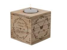 Romantischer Teelichtwürfel Holz, Namen & Datum, Jahrestag, Valentinsgeschenk