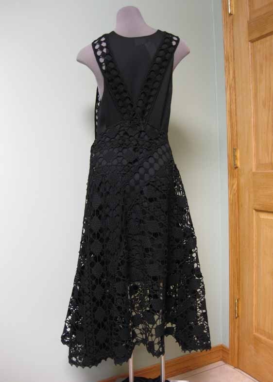 $4350 Clare Waight Keller for Chloe SS 2014 Crocheted Lace Overlay Blk Dress 36 image 4