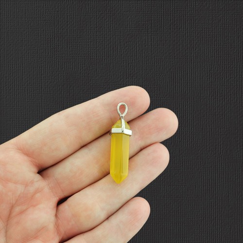 Natural Yellow Agate Gemstone Crystal Point Pendant - GEM080 - Picture 2 of 2