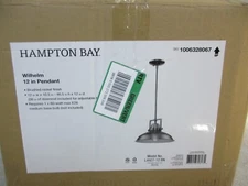 Hampton Bay Wilhelm 12 in. 1-Light Brushed Nickel Industrial Pendant Light