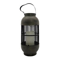 Led Solar Laterne Kerze Flammeneffekt Schwarz Gartenlampe Solarleuchte Deko 33Cm