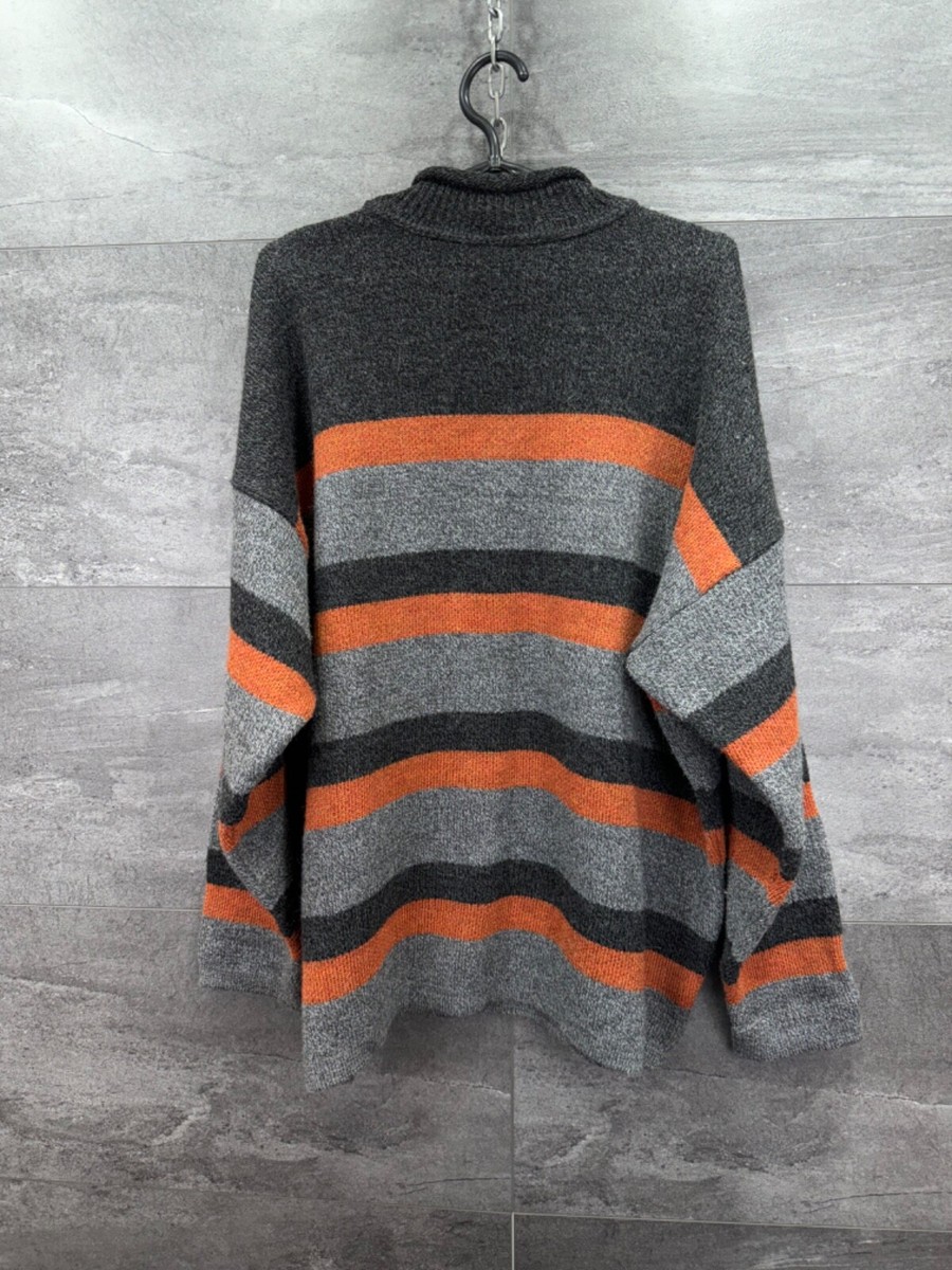 Vintage Lacoste Wool Sweater, size L, retro 1990s, gray orange