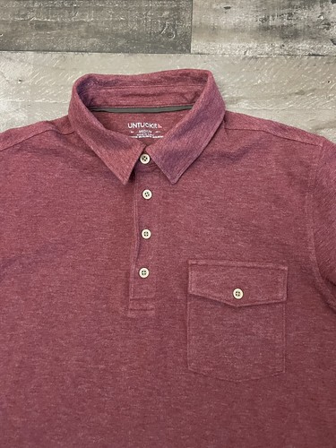 UNTUCKit Mens Matthieu Heavyweight Long Sleeve Polo Size Medium Red Reg 40979 - Picture 3 of 9