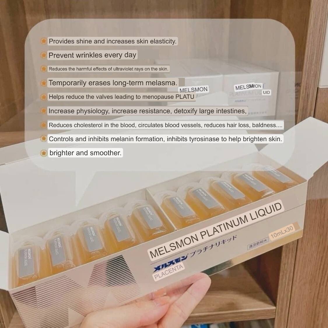 パック・フェイスマスク MELSMON PLATINUM LIQUID Japan Melsmon 0.34oz Placenta Platinum Liquid 30 Pieces FREE SHIP