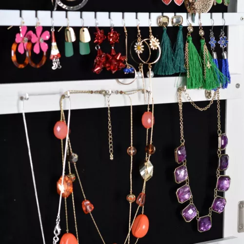 360°Swivel Jewelry Cabinet Full Length Mirror Standing Jewelry Armoire Organizer - Picture 7 of 46