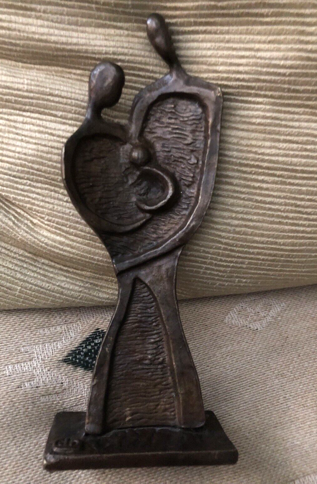 Original Abstract Cubist Style Bronze Sculpture Woman & Man w/Child ...