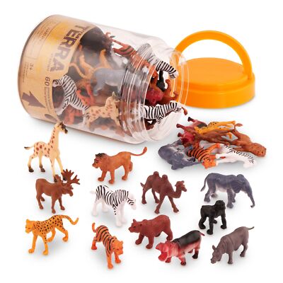 Terra 60-teilig Tierfiguren Sammlung Wildtiere Spielzeug Set   Löwe Tiger Zeb...
