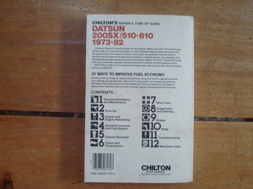 1973-82 Datsun 200SX, 510, 610, 710, 810 Chilton's Repair & Tune-Up Guide - Picture 4 of 4