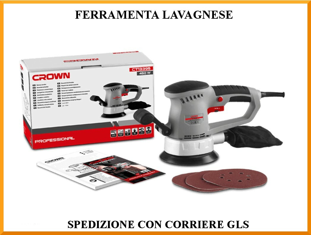 Crown CT13395 Levigatrice Rotorbitale 150mm 450W Professionale