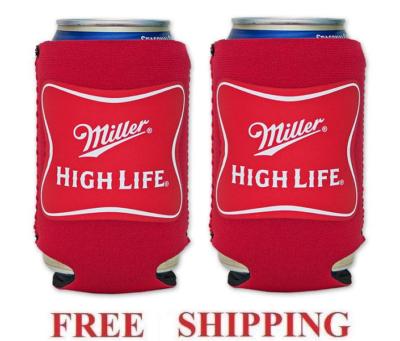 MILLER HIGH LIFE 2 BEER CAN HOLDERS COOLER 12oz COOZIE COOLIE KOOZIE HUGGIE NEW