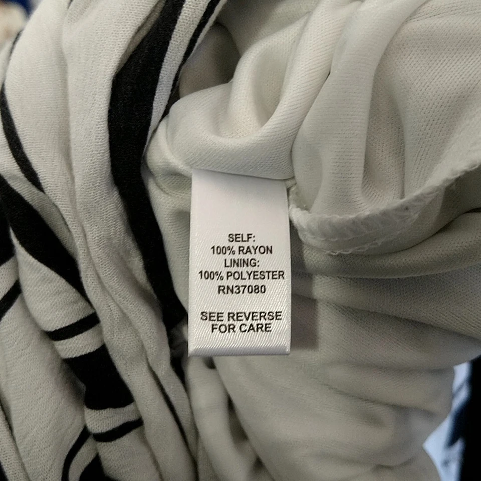 Cato Womens sz 14 16 W Faux Wrap Dress Blue White Striped Short Slv V Neck Belt - Image 4 of 4