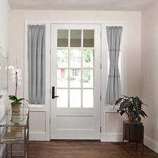 French Door Sheer Curtains for Front Back Patio Glass Door 25"W x 72"L Grey