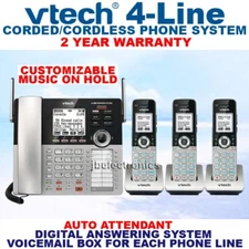 VTECH CM18445 4-LINE PHONE WITH  3 CORDLESS HANDSETS - MUSIC ON HOLD