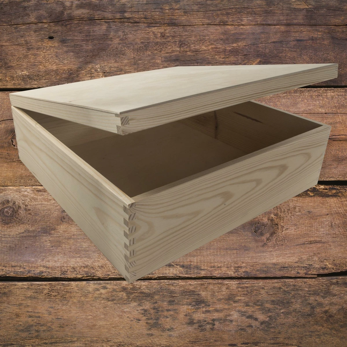 Large square wooden best sale box