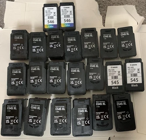 * COLLECTION OF 22 x EMPTY USED RE-MANUFACTURED CANON 545/546 INK CARTRIDGES *