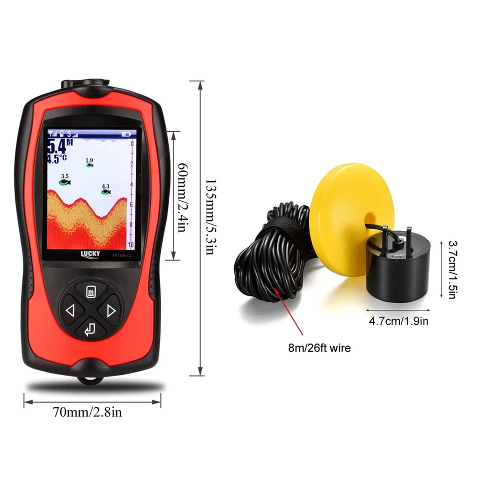 Portable Fish Finder 100M Depth Fish Alarm Wired Fish Detector 2.4inch TFT Color - Image 3 of 4